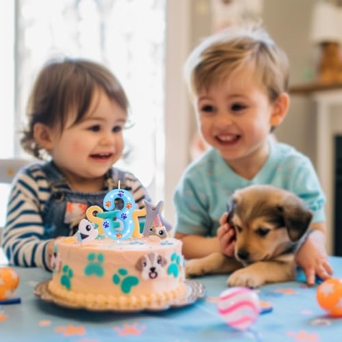 Blue Dog Paw Birthday Candles 3rd Birthday Party Supplies