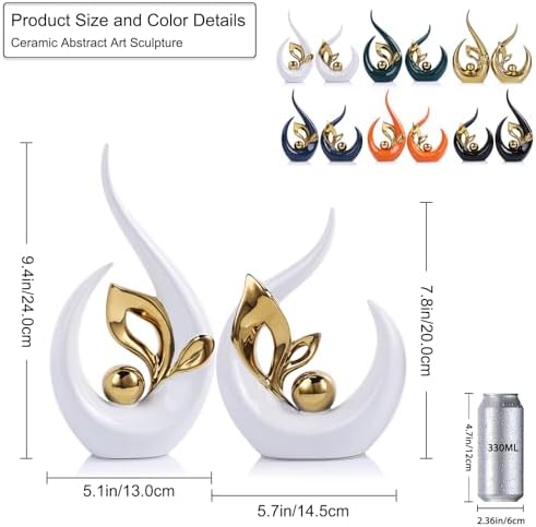 94 H White Gold Abstract Sculptures for Home Decor