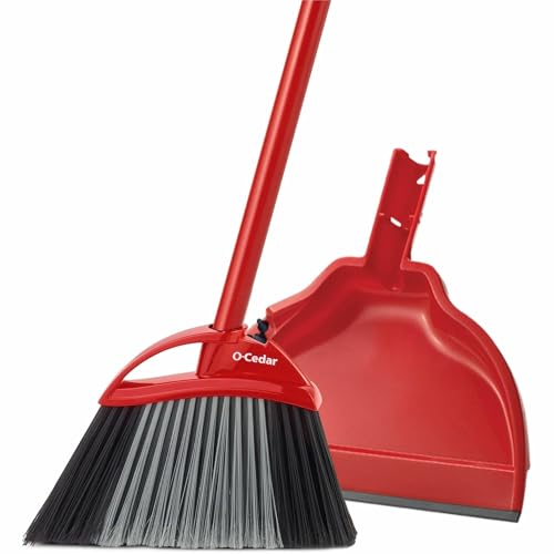 O-Cedar PowerCorner Angle Broom with Dustpan Red