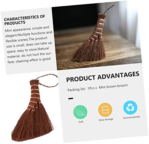 SAFIGLE Mini Brown Hand Broom - Compact Lightweight Soft Bristle Cleaning Tool