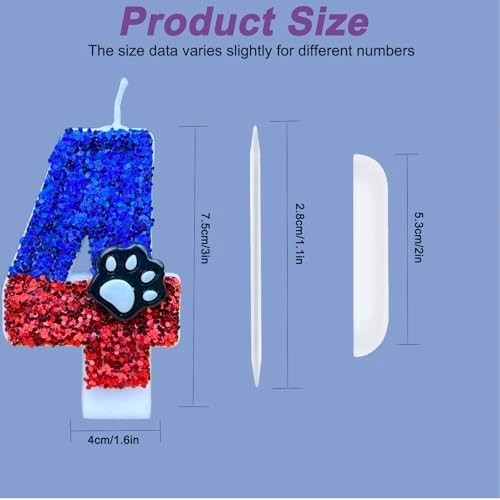 Feryto 3 Inch Blue Dog Paw Birthday Candles