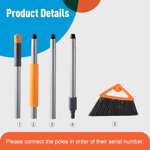 3 Pack Heavy Duty Angle Broom for Outdoor Cleaning