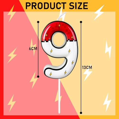 Laackys Cartoon Red White Lightning Birthday Candles Set of 9