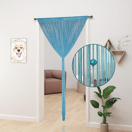 YIIBAII Beaded Curtain - Blue 39x79 Inch