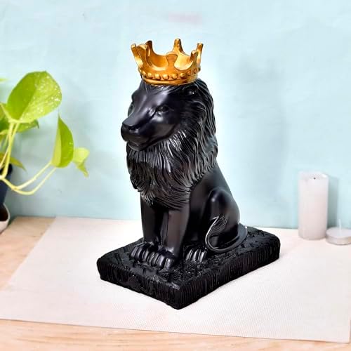 US Lion Statue with Crown Sculpture Showpiece Figurine