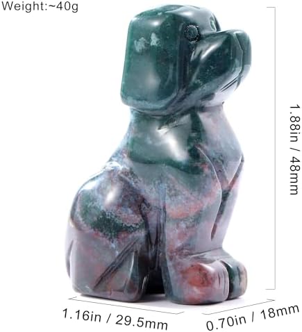 SMQ Ocean Jasper Crystal Dog Statue 2 Healing Figurine