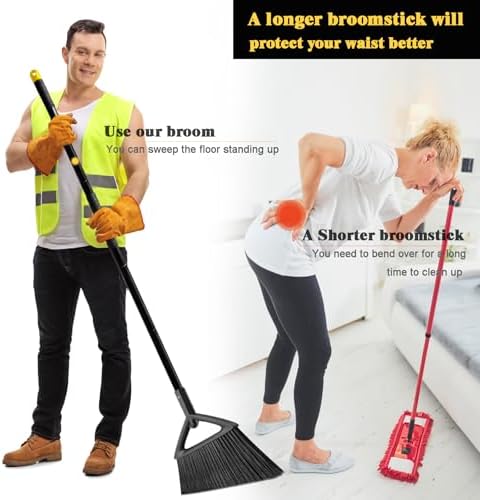 Heavy Duty Angle Broom 2 Pack with Longer Handle