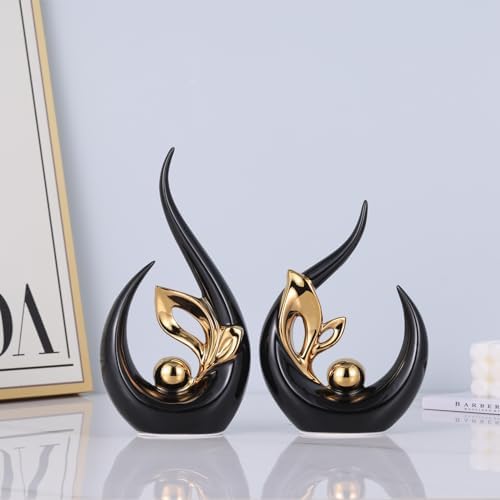 Black Gold Abstract Sculptures for Home Decor