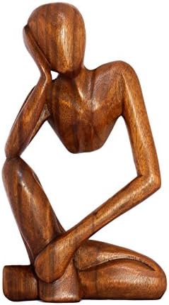 G6 Collection 12 Hand Carved Wooden Thinker Statue
