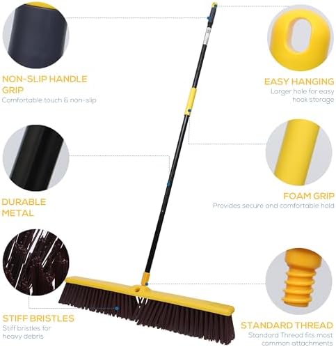 KLEEN HANDLER 24 Push Broom with 61 Extendable Handle