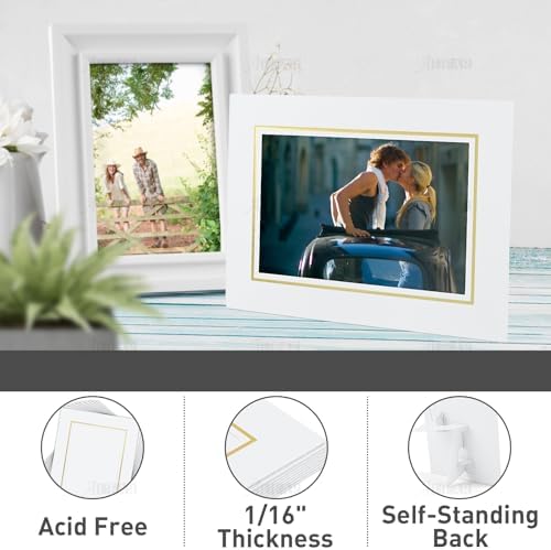 AUEAR 10 Pack 4x6 Photo Frames with Gold Lining and Stand