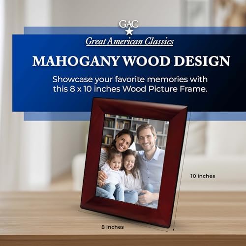 GAC Mahogany Wood Frame - 8x10 Inch Easel Back Photo Display