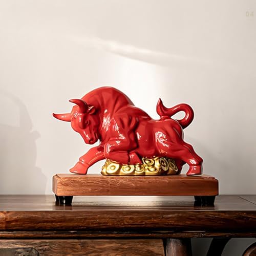 Chinese Ceramic Wall Street Bull Statue - Desk Decor