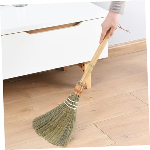 Natural Whisk Broom with Wood Handle for Indoor Cleaning