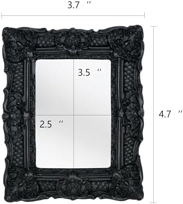 LuHeToz 2x3 Inch Ornate Resin Photo Frame with Easel - Black