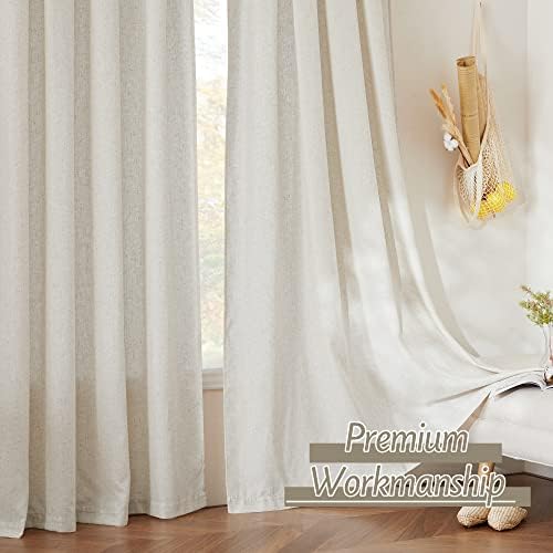 RYB HOME Sheer Linen Blend Curtains - 2 Pack