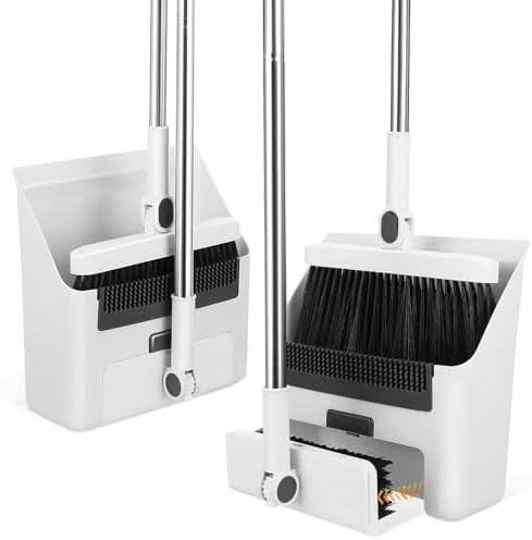MUCKLILY 3 in 1 Broom and Dustpan Set