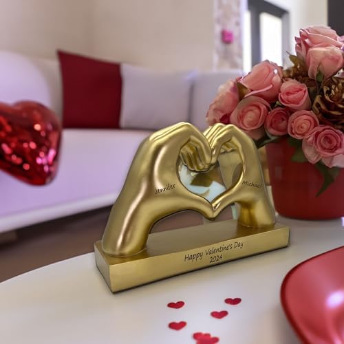 Gold Heart Shape Hand Statue Personalized for Girlfriend