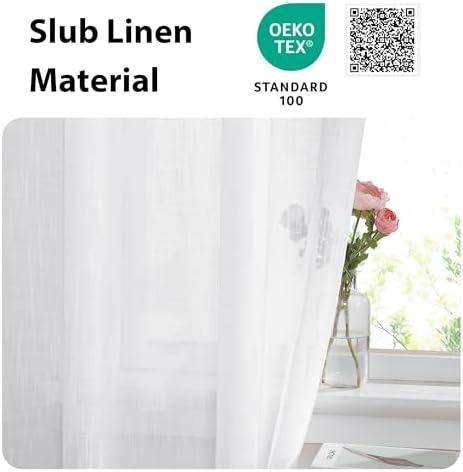 NICETOWN White Sheer Door Curtain Panel with Tieback