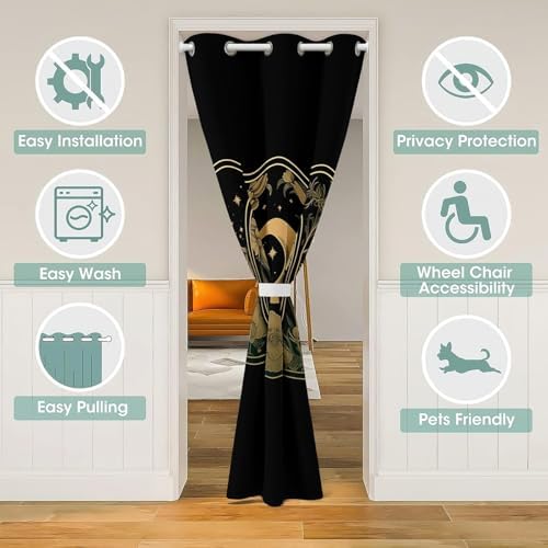 Feelyou 3D Printed Door Curtain 52x84 Inch Bohemian Floral Design
