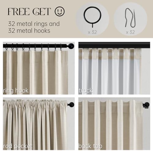 Topfinel Beige Thermal Blackout Curtains 2 Panels