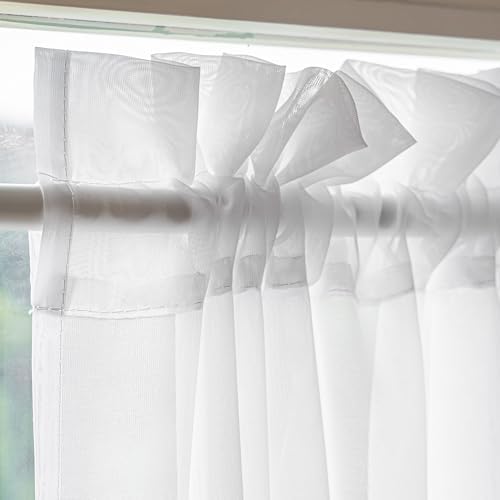 Aquazolax White Sheer Privacy Curtain Panel 25x40