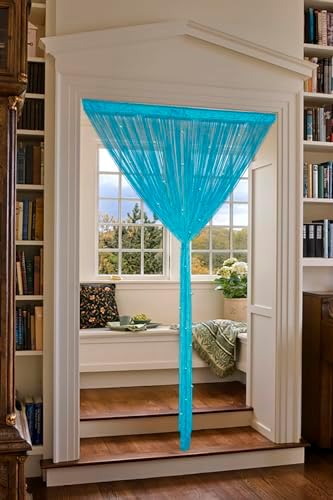 YIIBAII Beaded Curtain - Blue 39x79 Inch