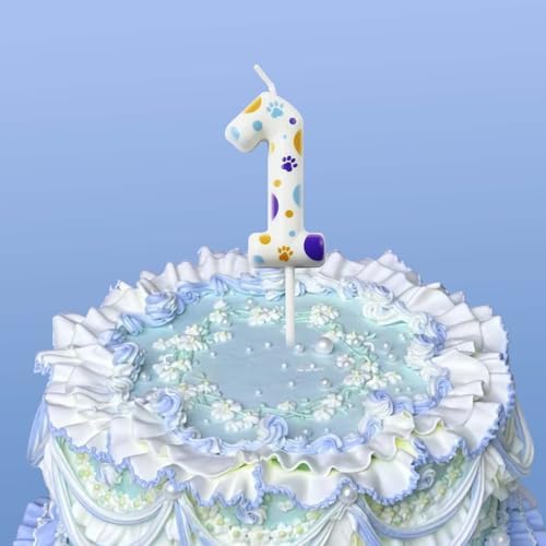 Kandelo Number Dog Paw Birthday Candles 1 White