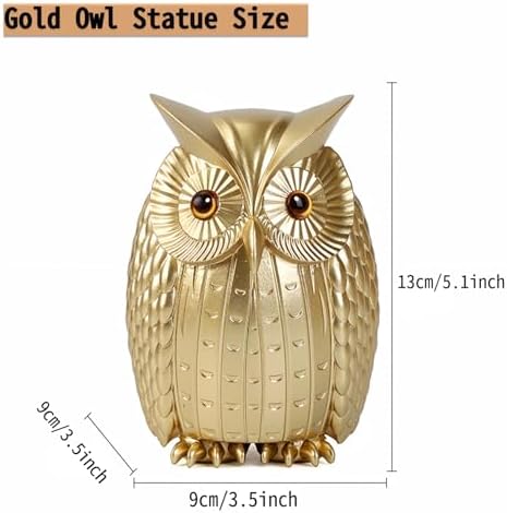 Gold Owl Statue for Home Decor and Gift