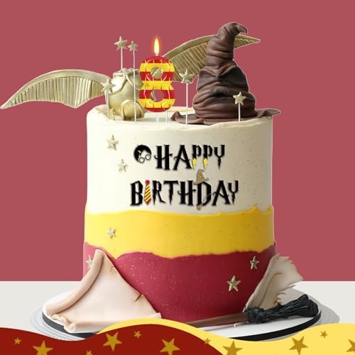 Wizard Themed Birthday Candle Number 8 Cupcake Topper