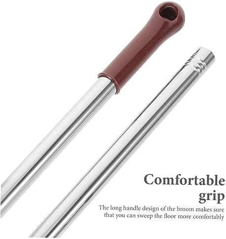 Long Handle Broom with Soft Bristles and Stainless Steel Pole
