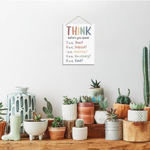 Think Before You Speak Wood Plaque Sign
