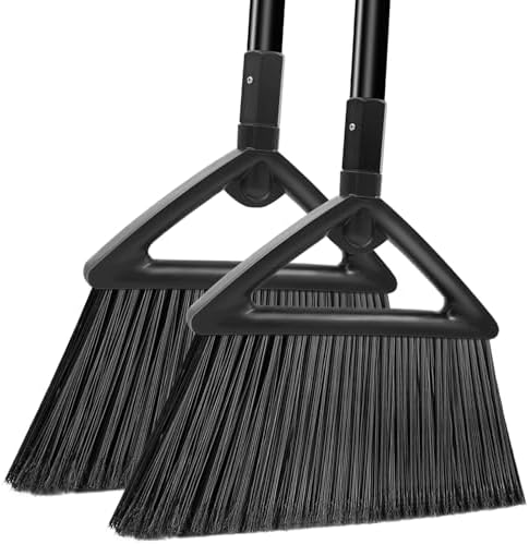 Heavy Duty Angle Broom 2 Pack with Longer Handle