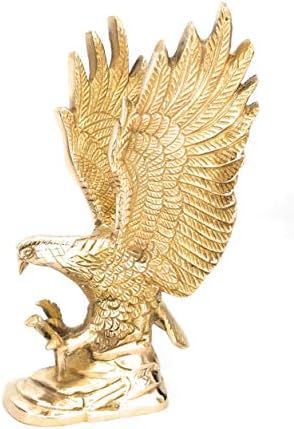 Brass Eagle Statue with Gold Finish 16 cm Decorative Figurine