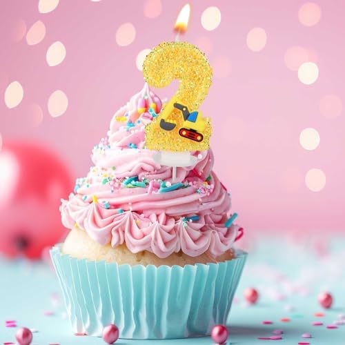 Yellow Truck Birthday Candle with Toy and Tray