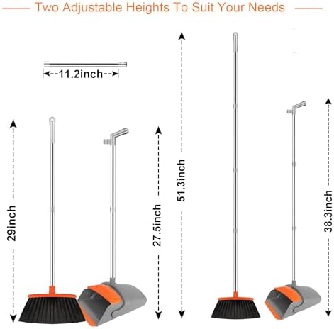 UDUK Broom and Dustpan Combo Set 51 Long Handle