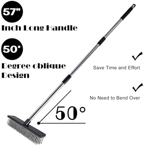 HRADHOL Heavy Duty Push Broom with Stainless Steel Bristles