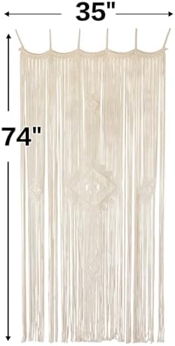 IOWER Macrame Curtain 35x74 Ivory Boho Decor