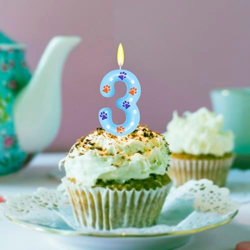 Blue Dog Paw Birthday Candles 3rd Birthday Party Supplies