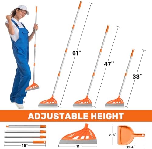 Magic Air Broom with Dustpan and Adjustable Handle Orange