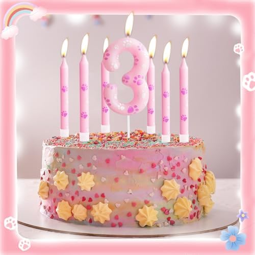 FUNCANDLE Dog Paw Number 4 Birthday Candles with 12 Pieces