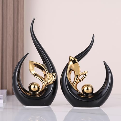 Black Gold Abstract Sculptures for Home Decor
