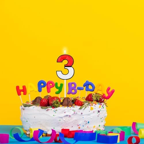 ZelZeluna Large 3D Number 3 Birthday Candle