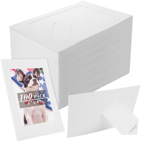 Oungy 100 Pack 4x6 Inch Paper Picture Frames with Stand