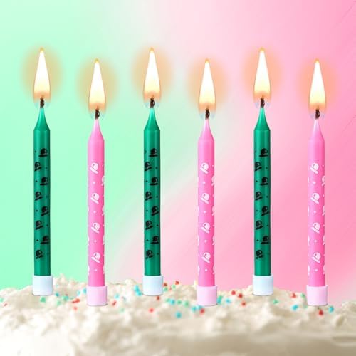 12 Pcs Pink Green Wizard Hat Birthday Candle Cake Topper