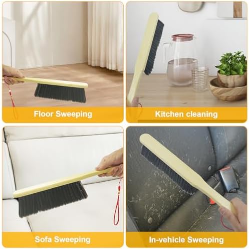 2 Piece Wooden Hand Broom with Soft Bristles for Home Cleaning 1