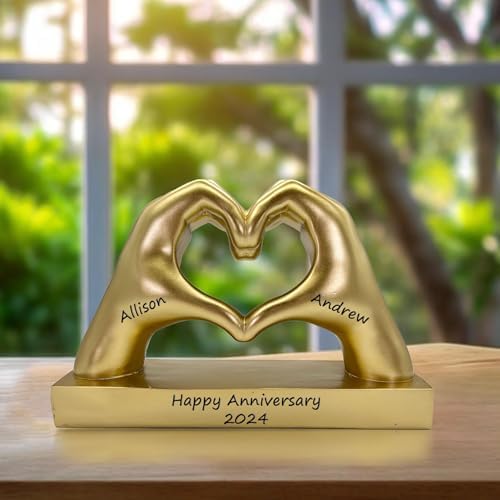 Gold Heart Shape Hand Statue Personalized for Girlfriend