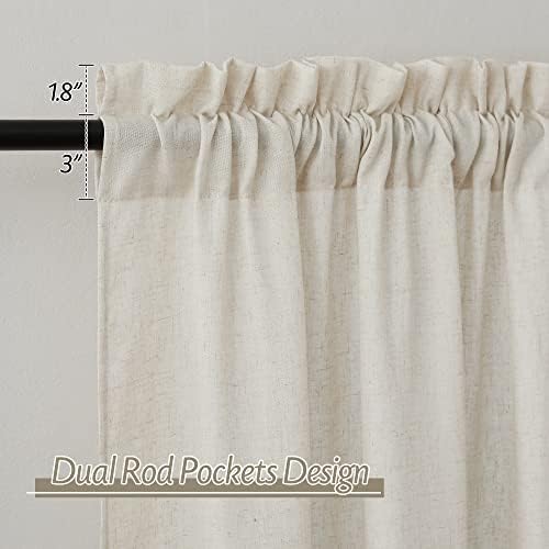 RYB HOME Sheer Linen Blend Curtains - 2 Pack