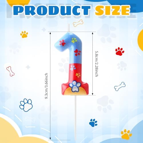 Red Yellow Blue Dog Paw Cake Topper Birthday Decorations