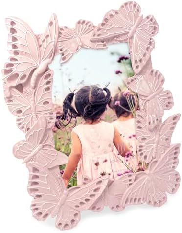 Isaac Jacobs 4x6 Pink Ornate Butterfly Picture Frame